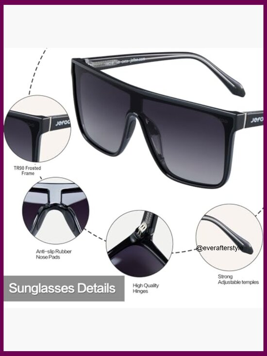 Polarized Square Sunglasses Oversized Fashion Shield Style UV Protection